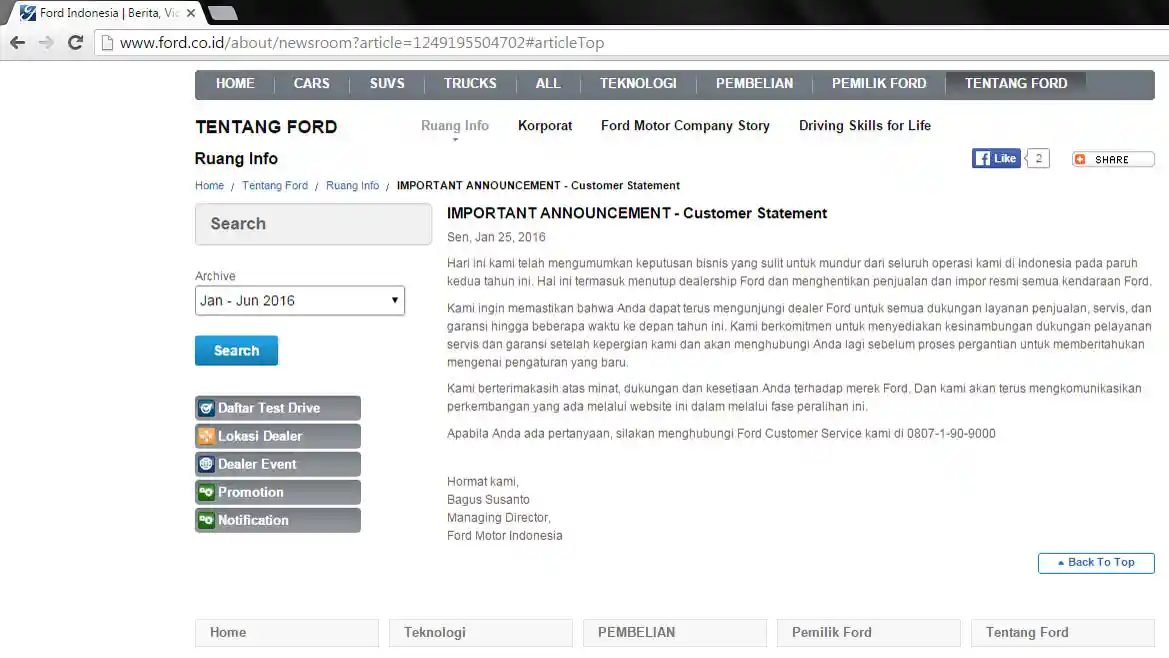 Foto - Ford Indonesia Tutup Tahun Ini! Bagaimana Dengan Pemilik?