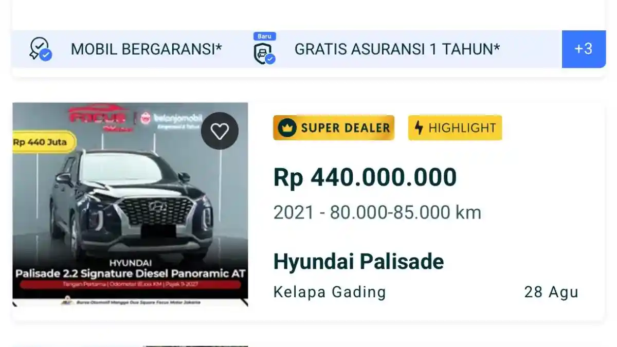 Foto - Harga Bekas Hyundai Palisade Diesel Anjlok, Kini Mulai Rp 400 Jutaan