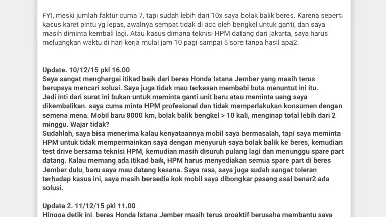 Foto - HR-V Di Jember Bermasalah, Honda Langsung Kirim Tim Investigasi
