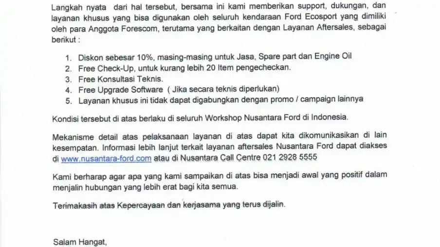 Foto - Diskon Service Di Bengkel Resmi Ford Untuk Anggota Komunitas EcoSport