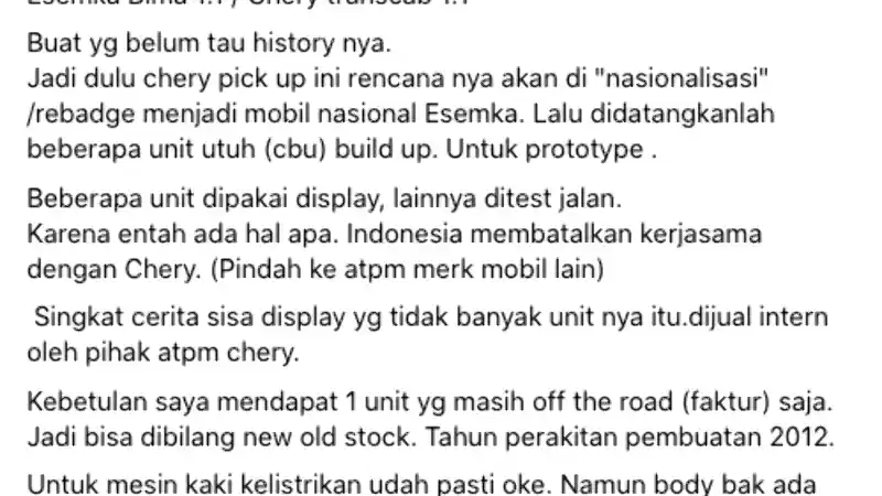 Foto - Sebuah Esemka Bima Keluaran Tahun 2012 Dijual Di Pasar Mobkas, Berapa Harganya?