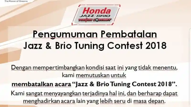 Foto - Aduh, Honda Hentikan Kegiatan Kontes Jazz & Brio 
