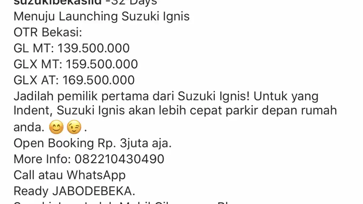 Foto - Suzuki Ignis Dikabarkan Meluncur 17 April. Ini Bocoran Harga dan Booking Fee-nya