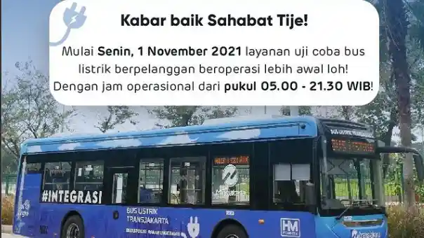 Foto - Mulai 1 November Layanan Uji Coba Bus Listrik Berpelanggan Beroperasi Lebih Awal 