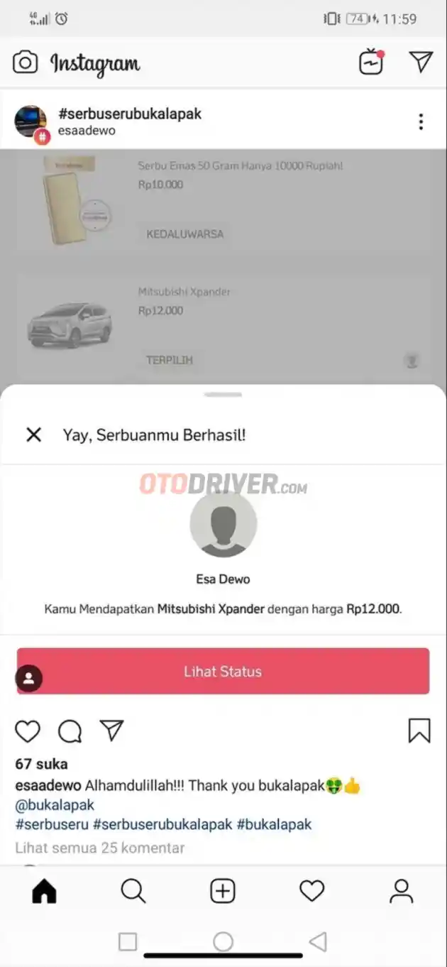 Foto - Mitsubishi Xpander Ini Terjual Dengan Harga Rp 12 Ribu Saja!