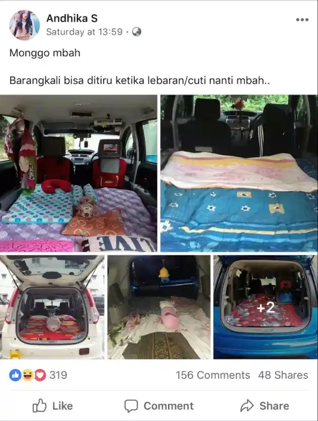 Foto - Pakai Kasur Dalam Kabin Mobil Jelas Hal yang Salah