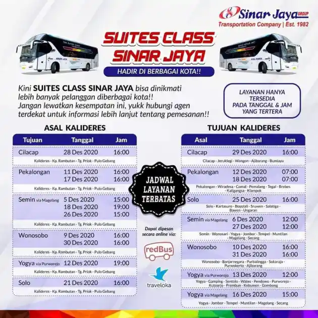 Foto - Catat Nih, Layanan Bus Suites Class PO Sinar Jaya Di Akhir Tahun