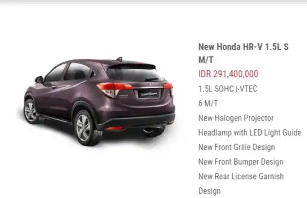 Foto - Harga HR-V 1.5 Tak Akan Ada RP 200 Jutaan Lagi