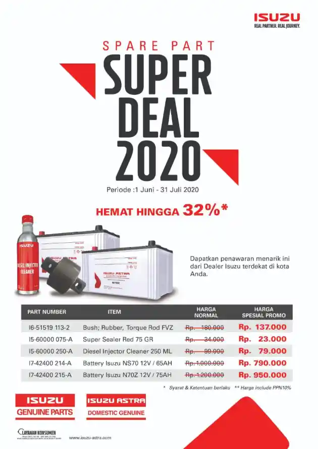 Foto - Isuzu Berikan Diskon Sparepart 32% Di Masa Pandemi.