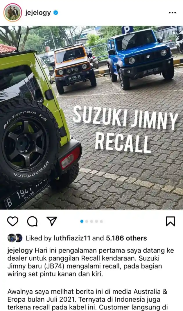 Foto - Suzuki Recall Jimny Terkait Wiring Set, Termasuk Mobil Anda?