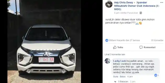 Foto - Mitsubishi Xpander Masih Pakai Pelat "Putih" Mau ke Luar Kota, Ini Kata Netizen