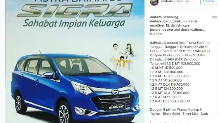 Brosur Resmi Daihatsu Sigra Tersebar Harga Untuk Bandung 